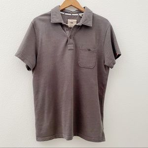 Dakota grizzly charcoal gray textured polo shirt L